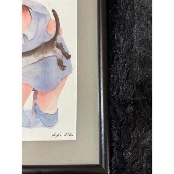 Erika Oller  Print Lady With Black Cat Framed - Picture 6 of 8